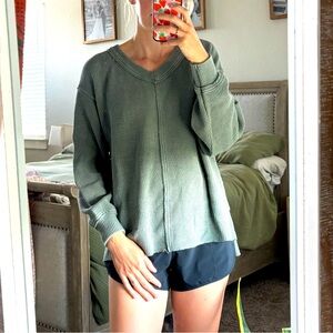 Aerie Green V-Neck Sweater